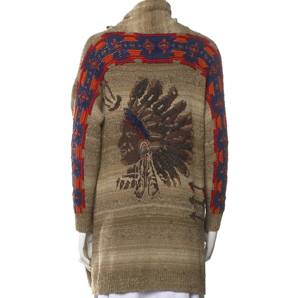 Ralph Lauren Blue Label Other - Ralph Lauren Handknit Southwestern Indian Head Blanket Cardigan Poncho XXS Japan